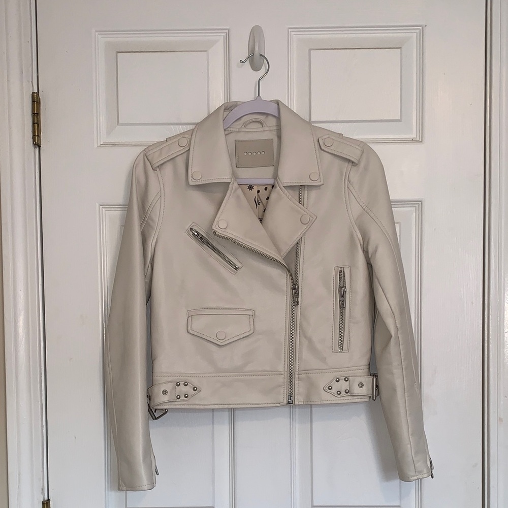 Blank NYC Ivory Moto Faux Leather Jacket